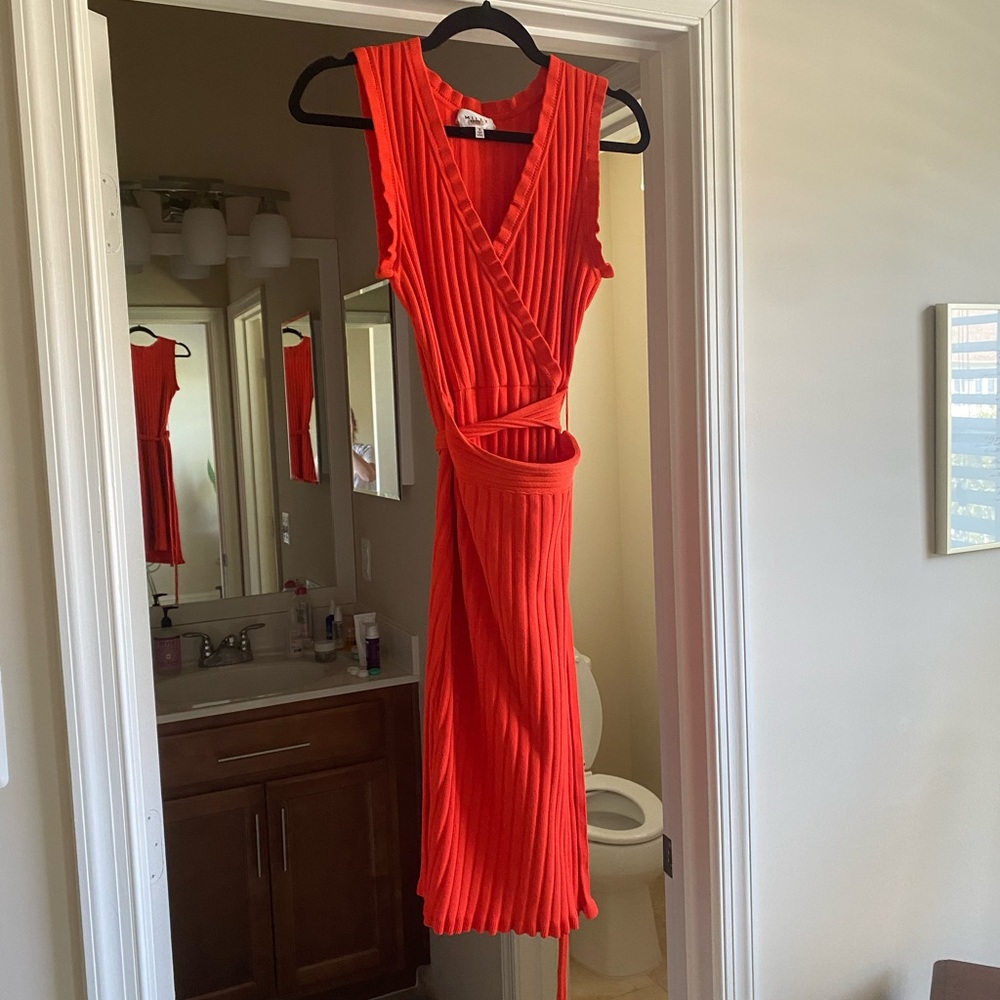 MILLY knit faux wrap dress